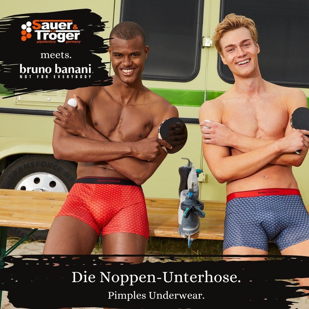 Sauer & Tröger_Bruno Banani_Die Noppen-Unterhose Kooperation für Tischtennisspieler